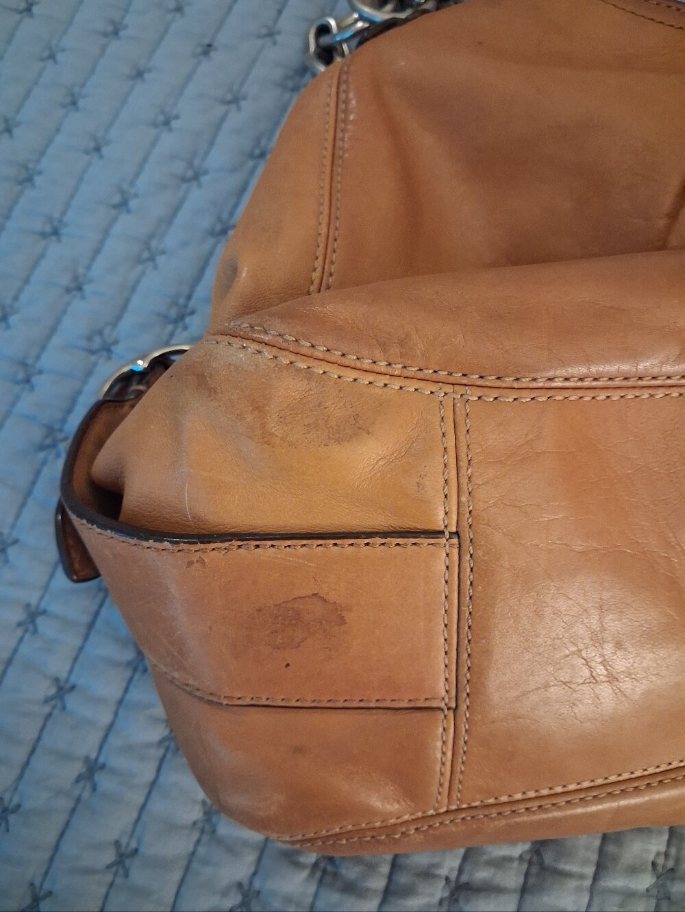 Coach Tan Leather Shoulder Bag - Classic Women's Hobo Silver Hardware - Picture 5 of 16
